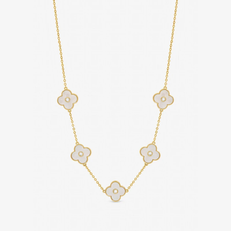 Image of Jon Richard Gold Plated Mother of Pearl Clover Necklace Chain Necklaces One Size Gold 71612810000