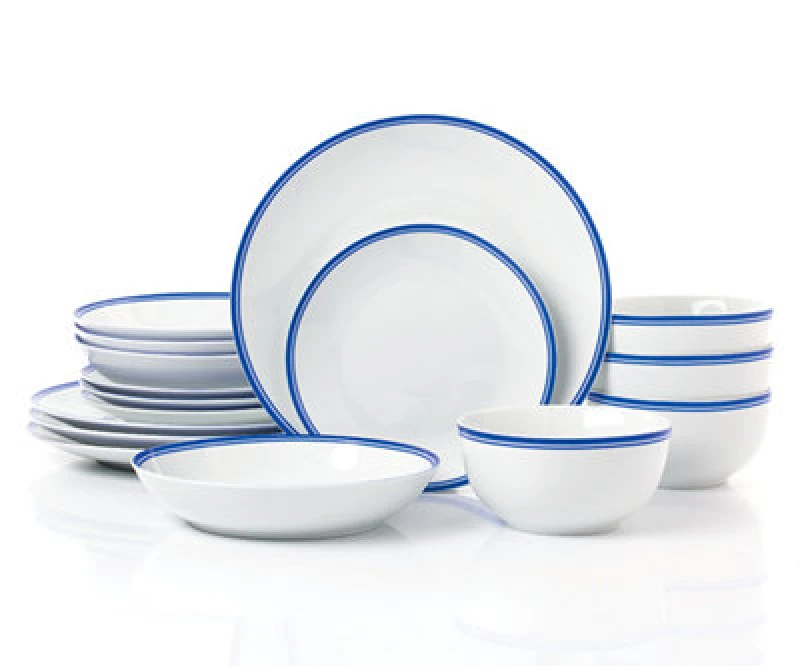 Image of Waterside 16pc St Ives Stripe Dinner Set - Blue Dinner Sets ONE SIZE Multi 39344201000
