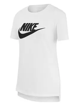 Image of Nike Girls Nsw Tee Dptl Basic Futura Classic Tee, White/Black, Size L=12-13 Years, Women