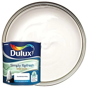 image of Dulux Simply Refresh One Coat Pure Brilliant White Matt Emulsion Paint 2.5L