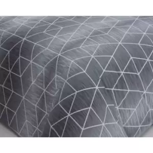 image of Calvin Grey King Size Duvet Cover Set, Modern Reversible Bedding Bed Quilt Set - Grey