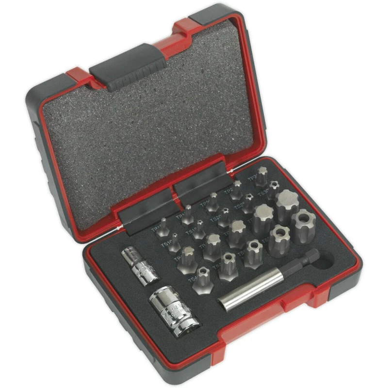 Image of Loops 23 PACK TRX Star SECURITY Socket Bit Set - 1/4" 3/8" Square Drive - T10 to T60 Multi