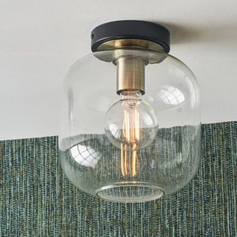 Image of Pacific Lifestyle Minimalist Industrial Glass Flush Dome Ceiling Light
