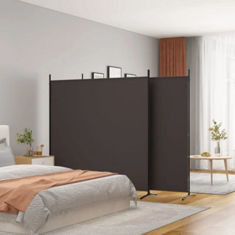 Image of Vidaxl 3-panel Room Divider Brown 525X180 Cm Fabric, Brown 350279