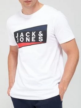 Image of Jack & Jones Shaun Crew Neck T-Shirt - White, Size S, Men