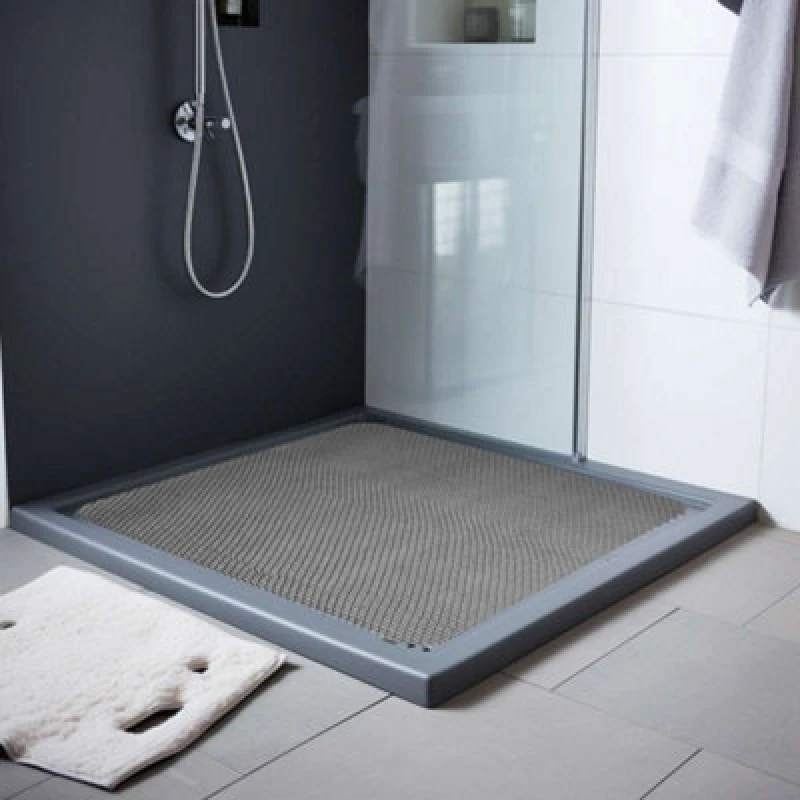 Image of Nicoman Reversible Dual-Colour Grey/brown Pvc Anti Slip Shower Mat Bath Mat - Square 53X53Cm