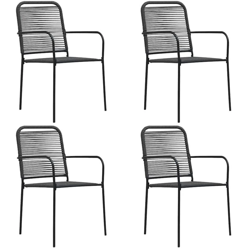 Image of VIDAXL Garden Chairs 4 pcs Cotton Rope and Steel Black Vidaxl 8720286090183