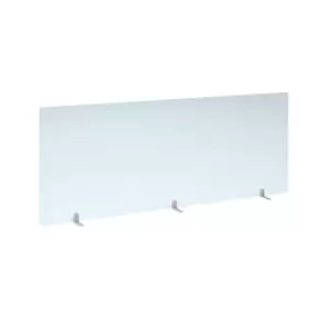 image of Free standing acrylic 700mm high screen with white metal feet 1800mm wide