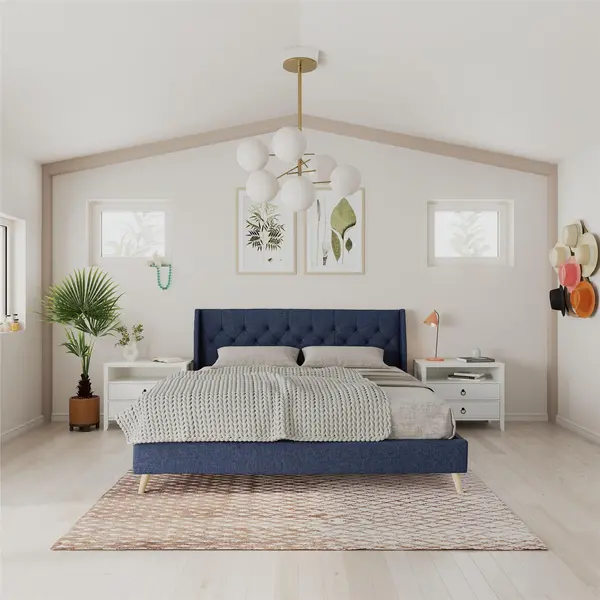 Image of Novogratz Her Majesty Linen Bed Blue