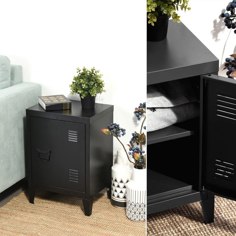 Image of Urban Meuble Compact Metal Side Table with Storage Black unisex One Size
