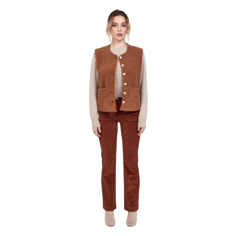 Image of F.A.M. Paris Sleeveless jacket For Her F.A.M. Paris Vita Marron Female XS