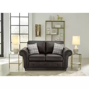 Image of Oakana Luxury Leather 2 Seater Sofa - Black - Black