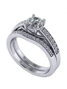 image of Moissanite Lady Lynsey Platinum 1Ct Total Round Brilliant Centre Moissanite Bridal Set