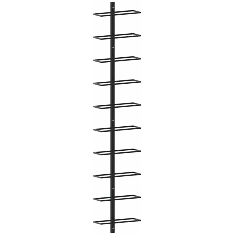 Image of VIDAXL Wall-mounted Wine Rack for 10 Bottles Black Metal Vidaxl 8719883979045