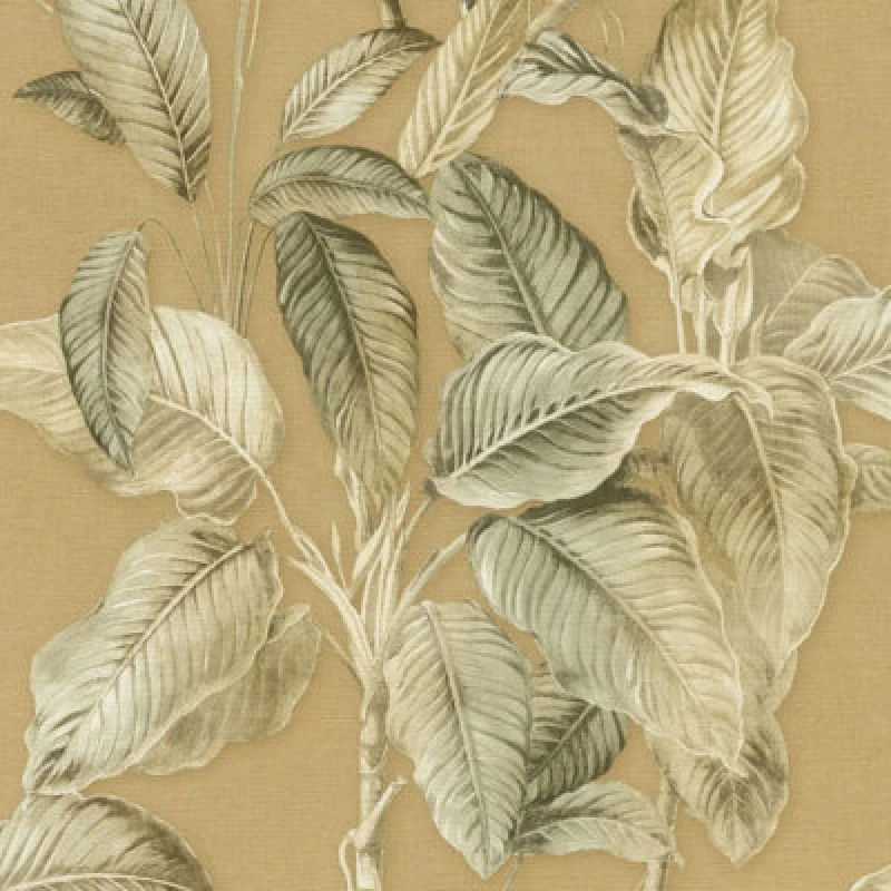 Image of Boho Palm Leaf Wallpaper Mustard Rasch 571479