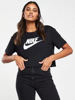 image of Nike Sportswear Essential Futura SS Crop Tee - Black Size M Women