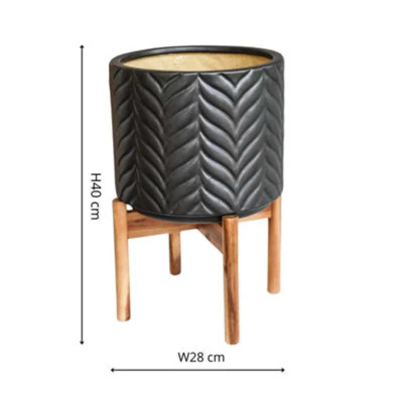 Image of Ivyline Aspen Chevron Mercury Planter H40Cm D28Cm
