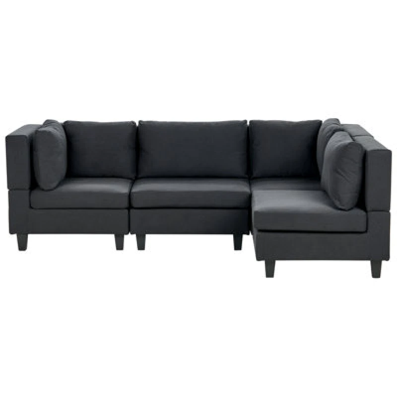 Image of Beliani Modular Corner Sofa 4 Seater Unstad Fabric Black Left Hand