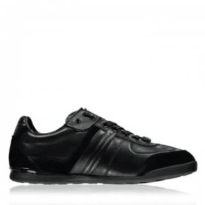 Image of Hugo Boss Aki Leather Panelled Trainers Black