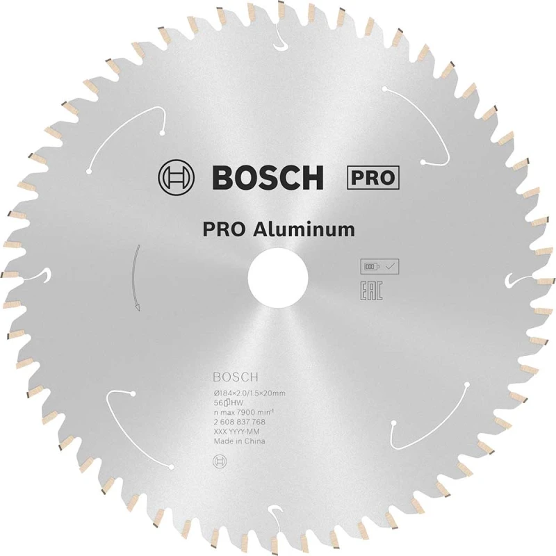 Image of Bosch PRO Cordless Circular Saw Blade for Aluminium 184mm 56T 20mm 2608837768