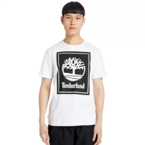 image of Timberland Stack Logo T-Shirt For Men In White, Size M