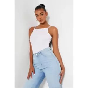 Image of I Saw It First White Spaghetti Strap Vest Bodysuit - White