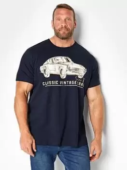 Image of BadRhino Classic Vintage Car T-Shirt - Navy, Size 3XL, Men