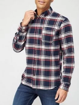 Image of Jack & Jones Flannel Check Shirt - Navy, Size XL, Men