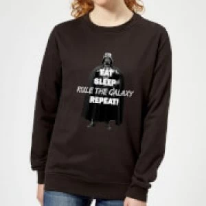 image of Star Wars Eat Sleep Rule The Galaxy Repeat Womens Sweatshirt - Black