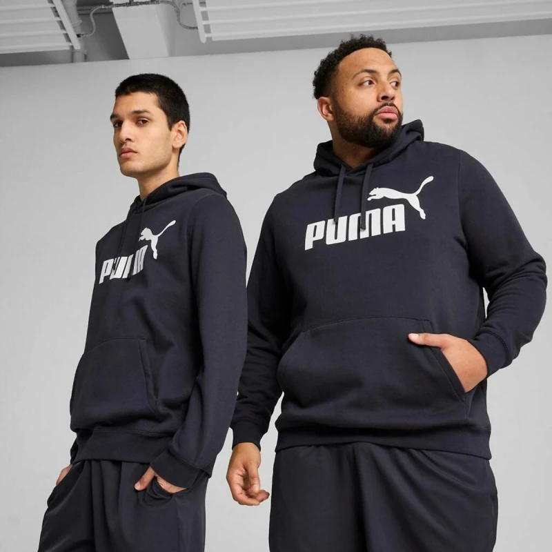 Image of Puma Essential Large Logo Hoodie Navy Cotton XL