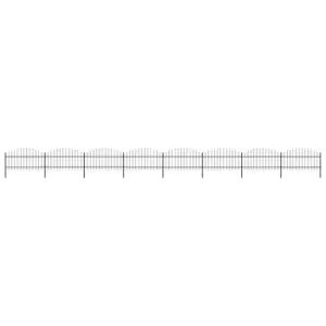 Image of Vidaxl Garden Fence With Spear Top Steel (1-1.25)x13.6 M Black