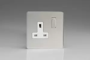 Image of Varilight 1 Gang 13A Double Pole Switched Socket with Metal Rockers - XDC4WS