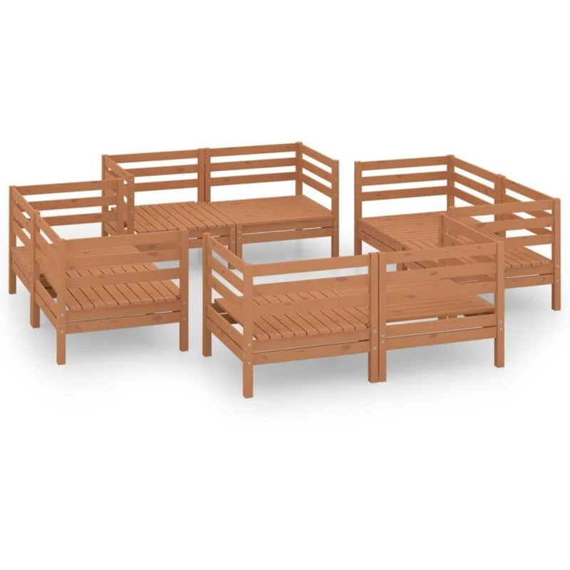 Image of VIDAXL 8 Piece Garden Lounge Set Honey Brown Solid Pinewood Vidaxl 8720286683125