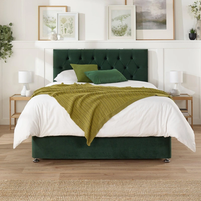 Image of Aspire Aspire Olivier Divan with Mattress, 4 Drawers - Green Green Double