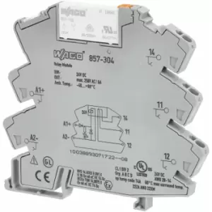 image of 857-304 24VDC 6A spdt-co din Rail Mountable Relay Module - Wago