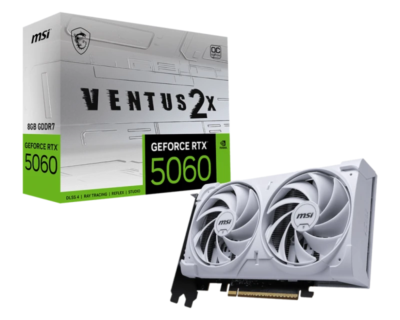 Image of MSI GeForce RTX 5060 8G VENTUS 2X OC White 8GB GDDR7 Graphics Card