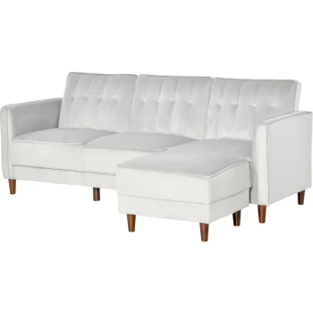 image of Homcom - Upholstered Sofa bed Reversible Sectional Sofa Set Velvet-Touch Sleeper