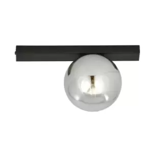 Image of Fit Black Globe Ceiling Light with Graphite Glass Shades, 1x E14