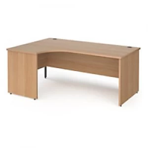 image of Dams International Left Hand Ergonomic Desk with Beech Coloured MFC Top and Graphite Panel Ends and Silver Frame Corner Post Legs Contract 25 1800 x 1