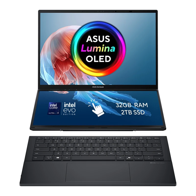 Image of ASUS ZenBook Duo 14 OLED 14" Laptop - Intel Core Ultra 9, 2TB SSD, 32GB RAM - Grey