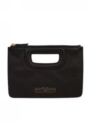 image of Pure Luxuries London Black 'Esher' Leather Clutch Bag