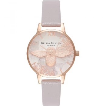 image of Abstract Florals 3D Bee Rose Gold & Grey Lilac Watch