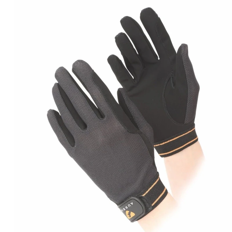 Image of Aubrion Aubrion Mesh Riding Gloves in Black Size: large Black L Unisex 5063107045782