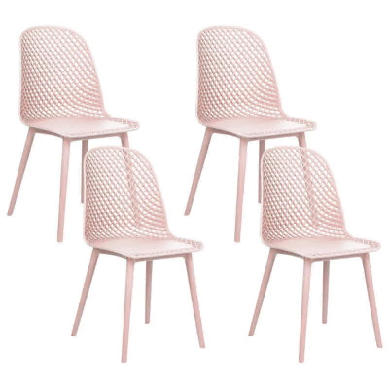 Image of Beliani Set Of 4 Dining Chairs Emory Pastel Pink