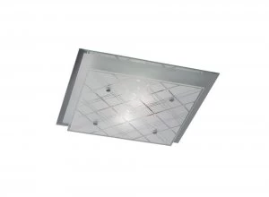 Image of Flush Ceiling Square 2 Light Medium Polished Chrome, Glass