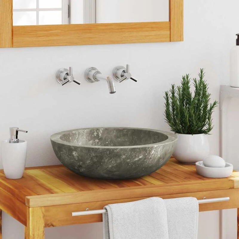 Image of VIDAXL Sink Grey Ø40x12cm Marble Vidaxl 8720286300688