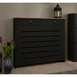 image of Black Radiator Cover Cabinet Traditional Modern mdf Wood Horizontal Shelf Medium - Black