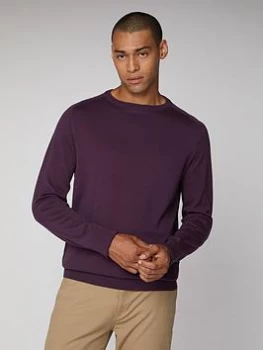 Image of Ben Sherman Cotton Crew-AUBERGINE, Maroon Size M Men