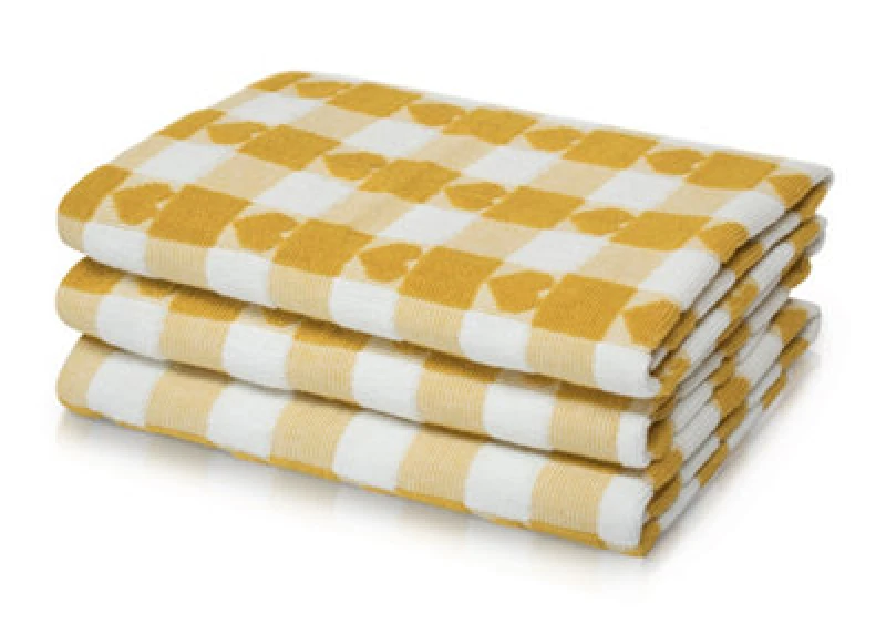 Image of Kitchen Trends Jacquard Hearts Pattern Easy Care Tea Towels, Pack of 3 in Bright Yellow Size: 3 Pack Bright Yellow Unisex 3 Pack