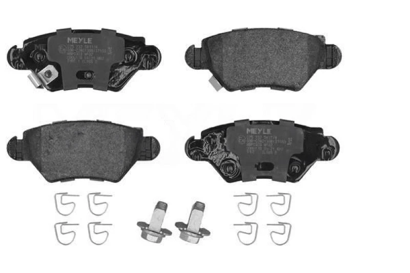 Image of MEYLE 025 232 5817/W Brake pad set Rear Axle, with acoustic wear warning, Original Quality, with anti-squeak plate Brake Pad Set,disc brake (402)